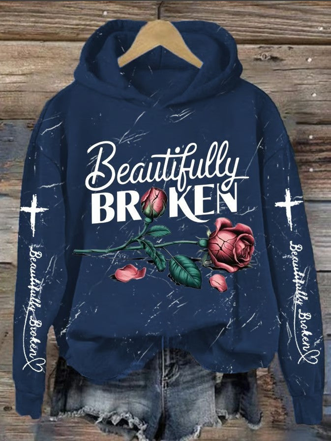 Rose Beautifully Broken Hoodie Country Music Lover Hoodie Jelly Roll Fans Gifts For Women-1