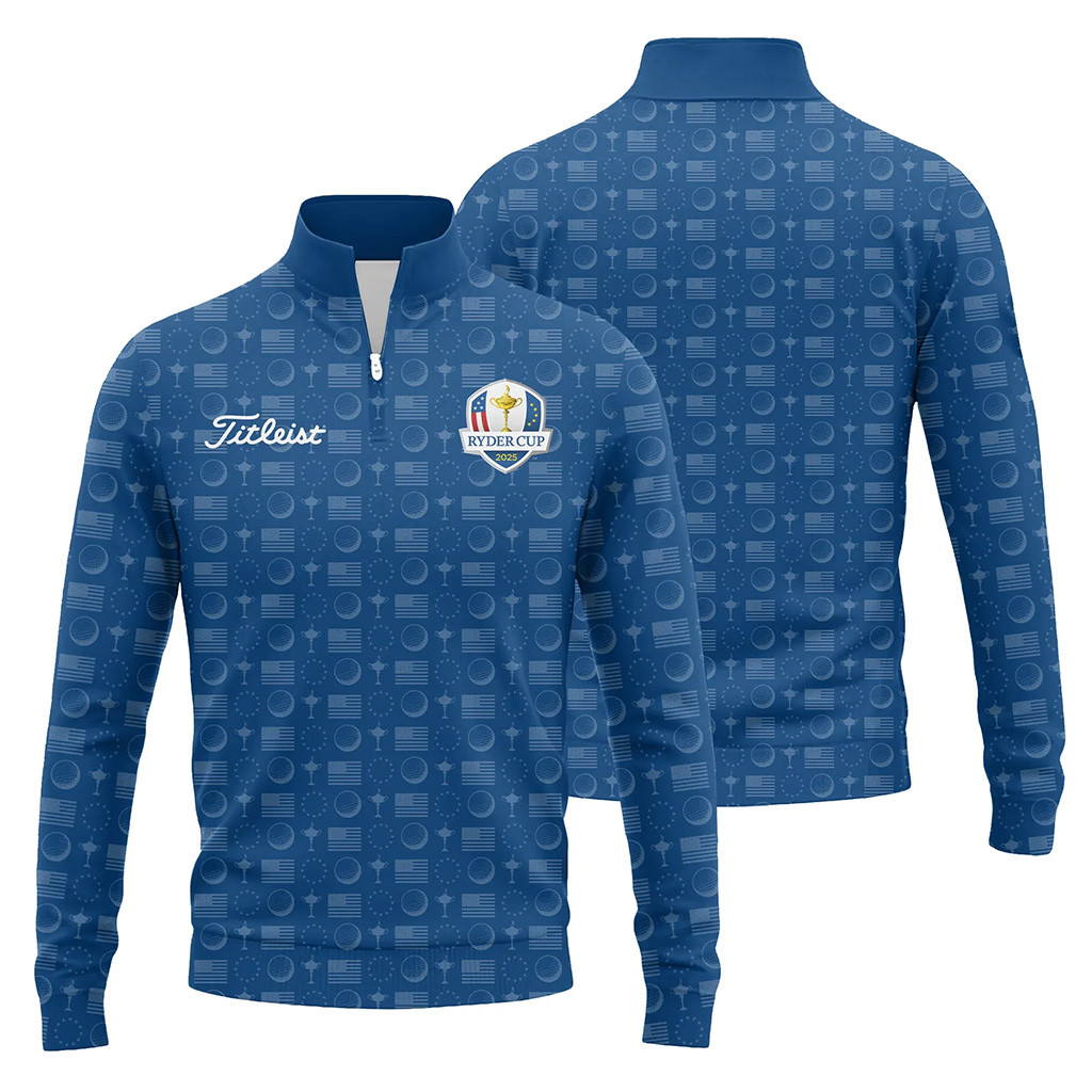 Ryder Cup Merch 2025 Titleist Ryder Cup USA Quarter Zip Sweatshirt Gifts For New Golfers-1