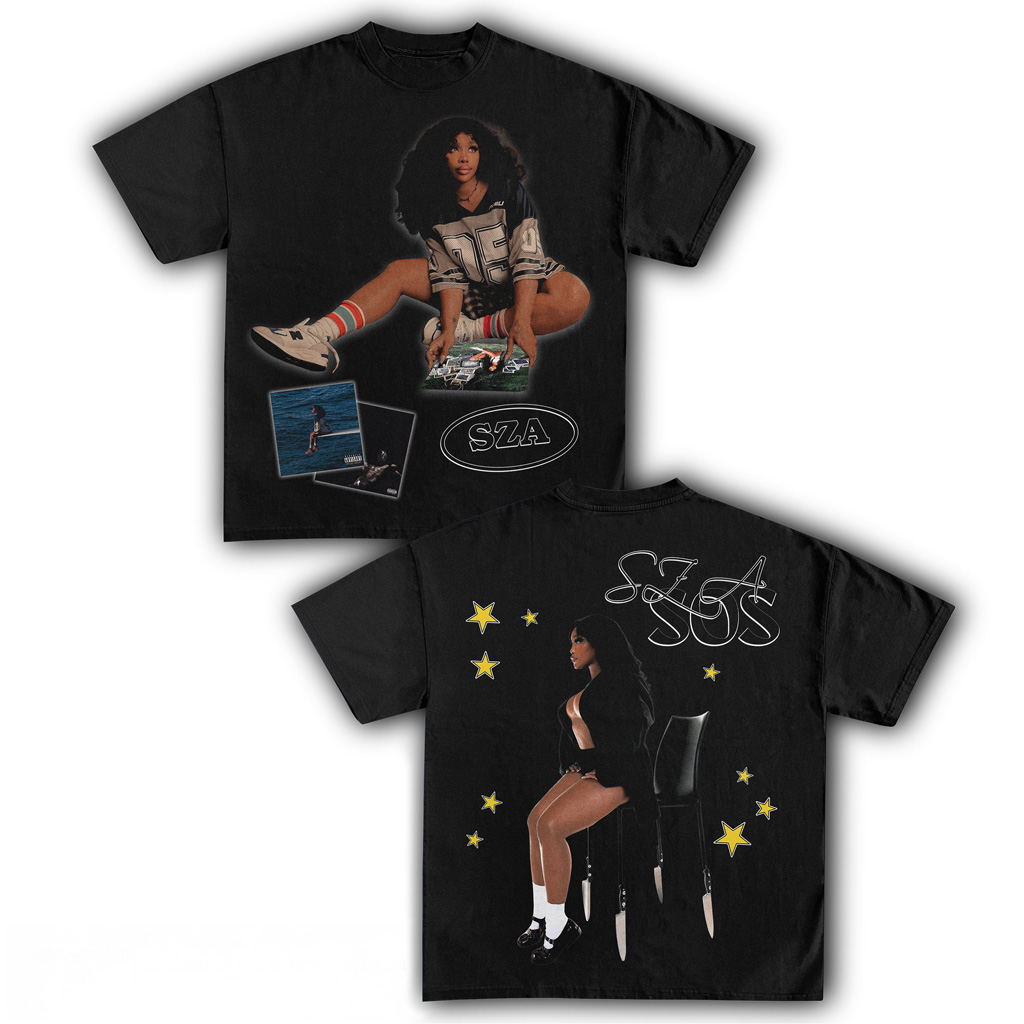 SZA SOS Black T-Shirt SZA Merch Unique Gifts For Music Lovers-1 SZA SOS Black T-Shirt SZA Merch Unique Gifts For Music Lovers-1