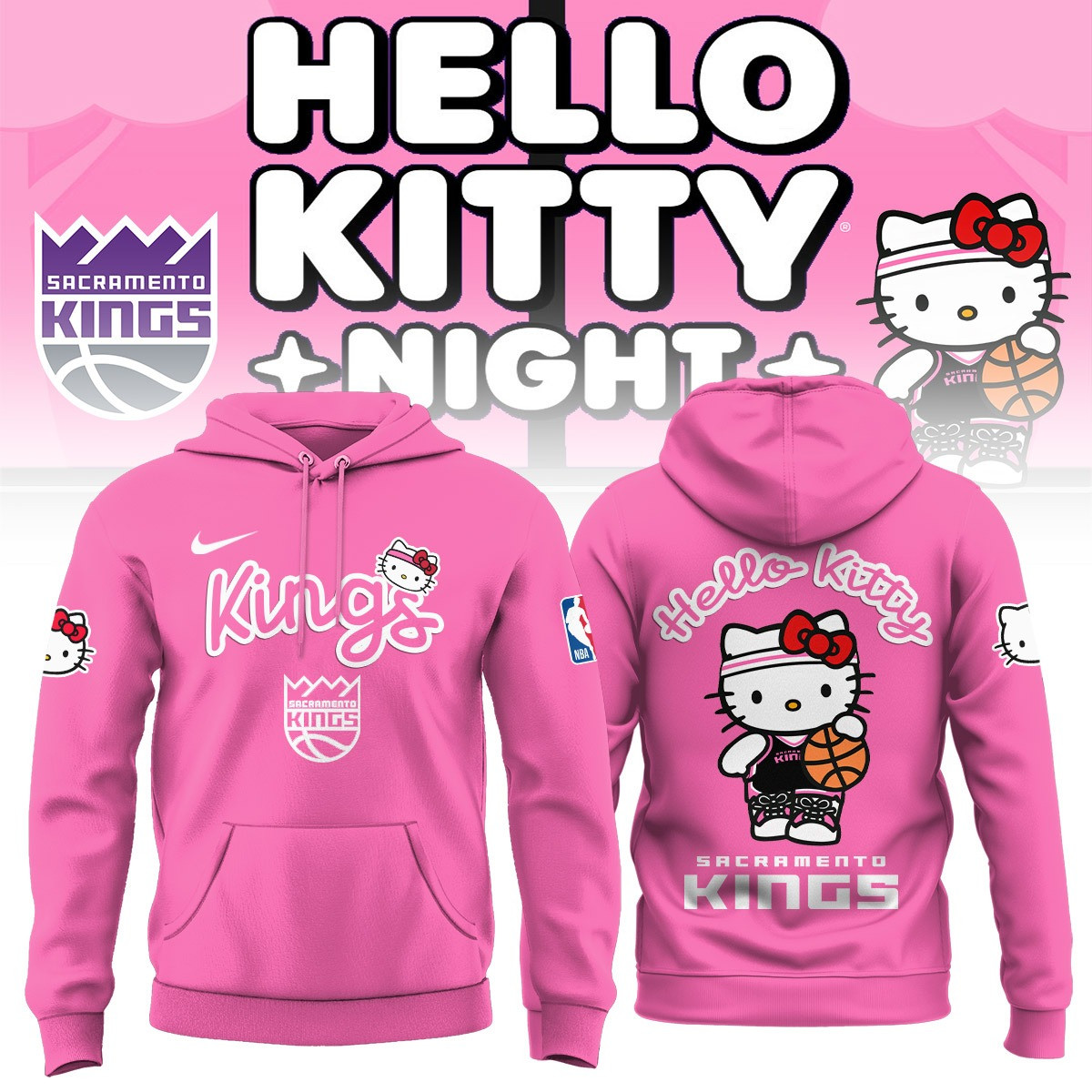 Sacramento Kings Hello Kitty Night Hoodie NBA Cute Gifts For Sacramento Kings Fans For Her-1 Sacramento Kings Hello Kitty Night Hoodie NBA Cute Gifts For Sacramento Kings Fans For Her-1