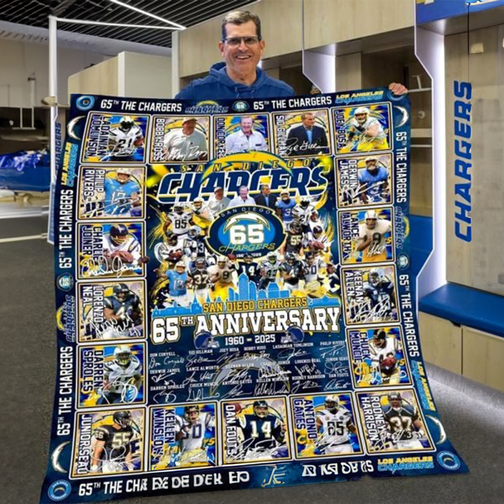 San Diego Chargers 65th Anniversary 1960 2025 Blanket Chargers Birthday Merch Football Gifts-1