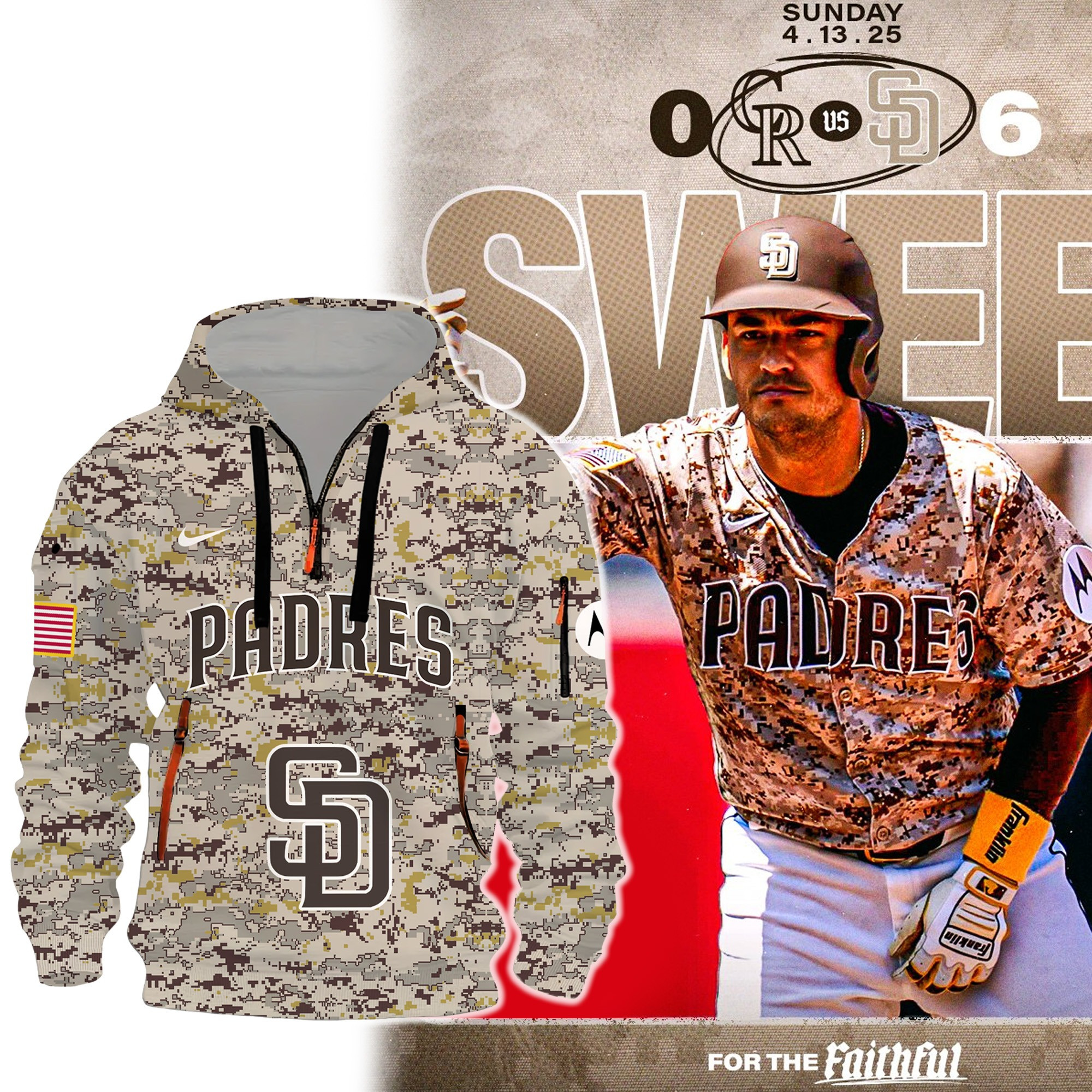 San Diego Padres Camo Quarter Zip Up Hoodie Best Gifts For Padres Fans Father's Day-1