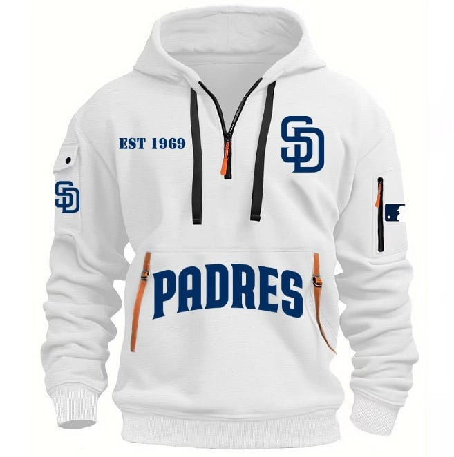San Diego Padres EST 1969 Quarter Zip Hoodie Half Zipper MLB Merch Fan Gifts For Him-1