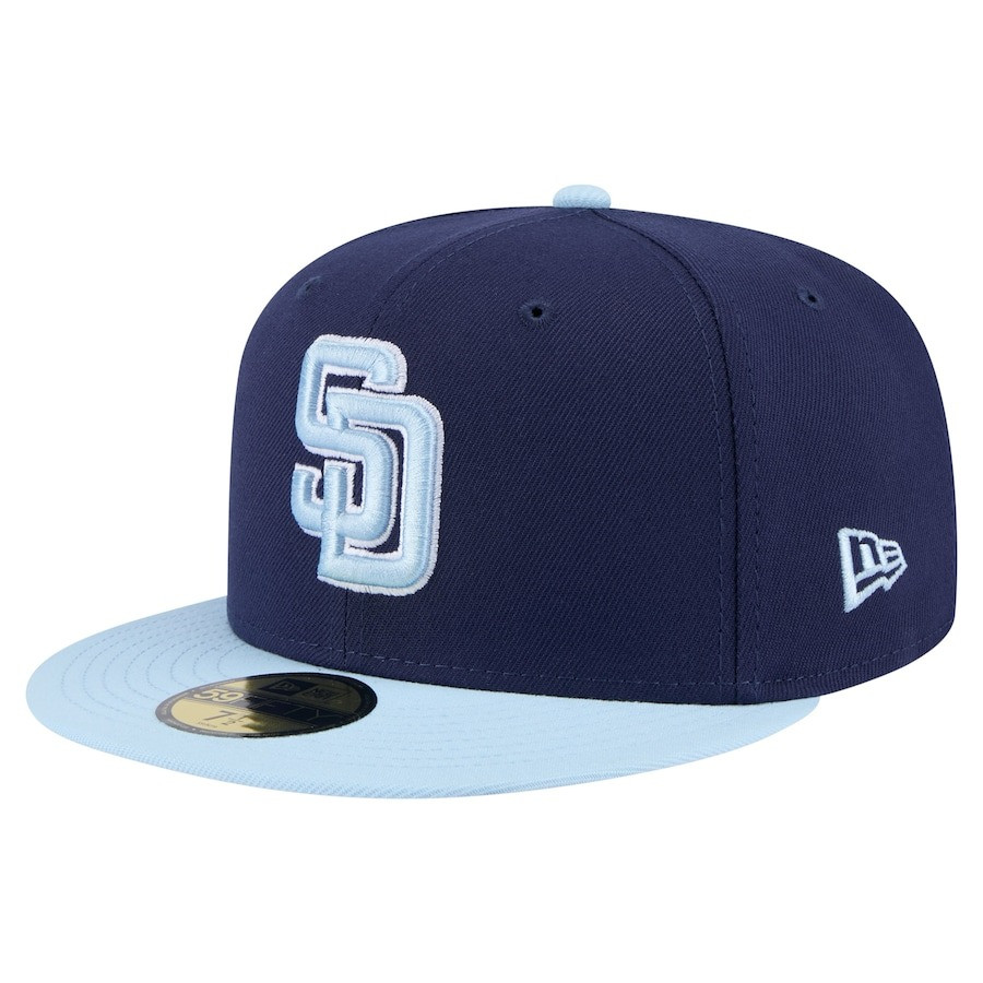 San Diego Padres Hat MLB San Diego Padres Light Blue Pack 2-Tone Fitted Cap Fan Merch-1