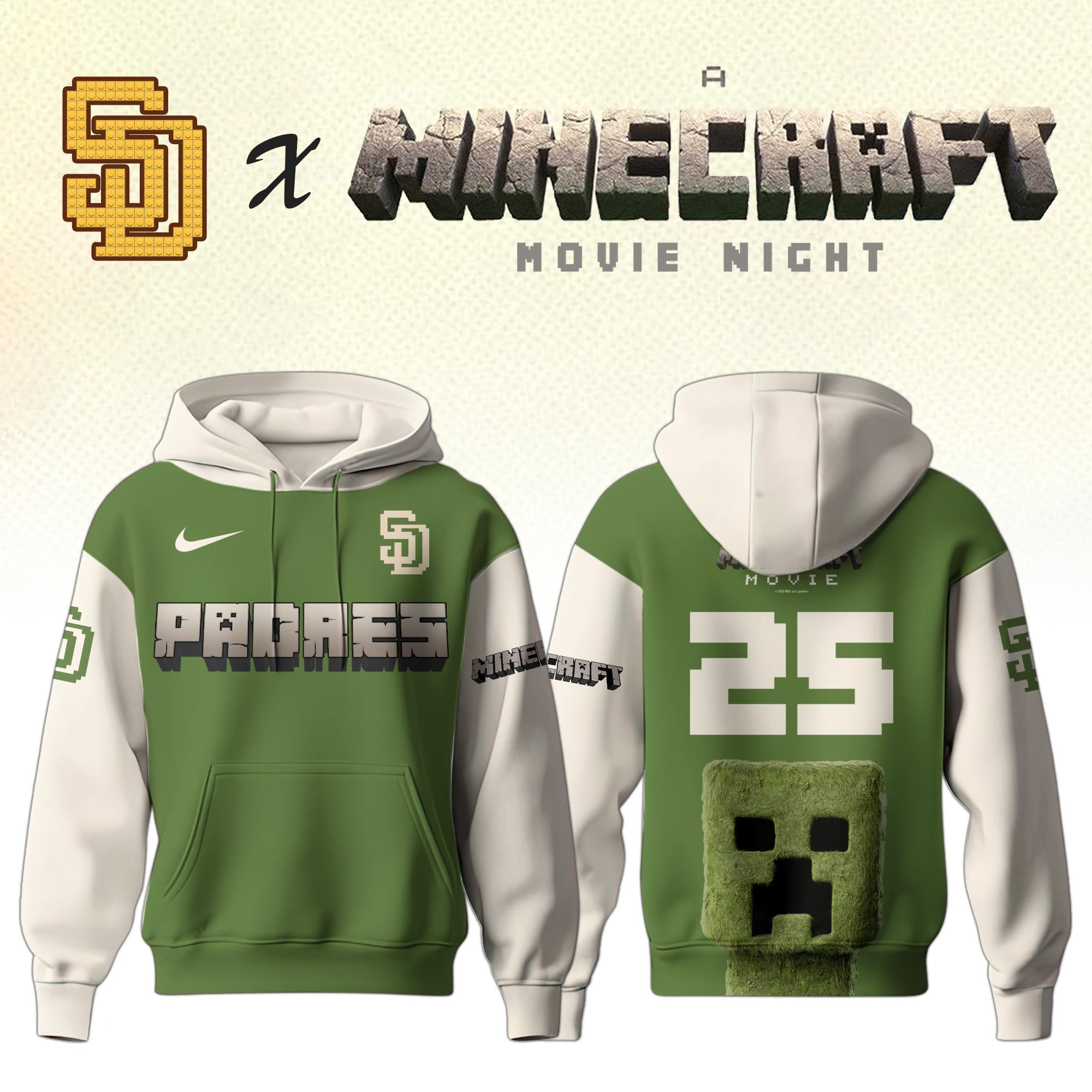 San Diego Padres MLB x A MINECRAFT MOVIE Night Hoodie Unique Gifts Baseball Fans-1