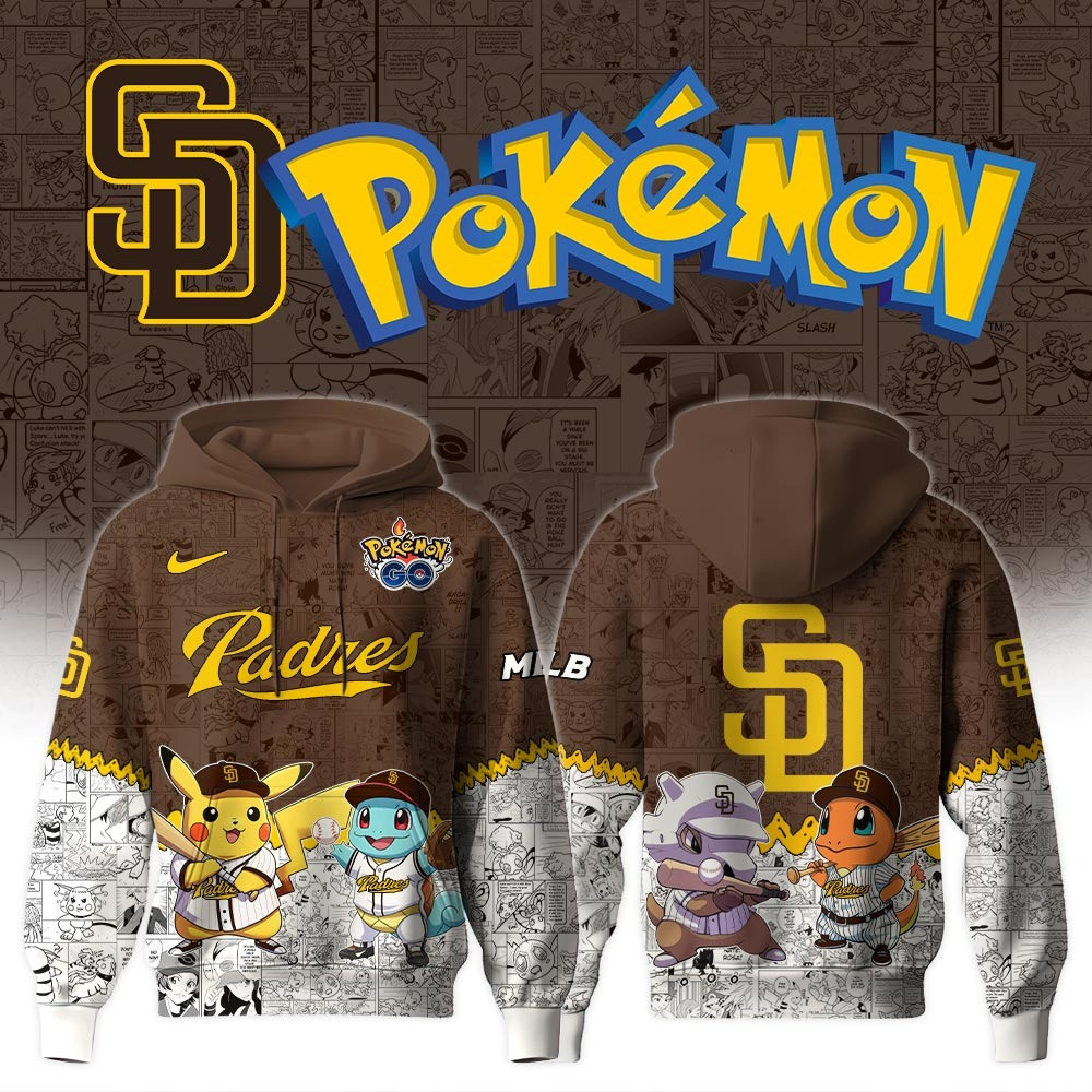 San Diego Padres X Pokemon Go Hoodie MLB Merch Best Gifts For Baseball Lovers Fans-1
