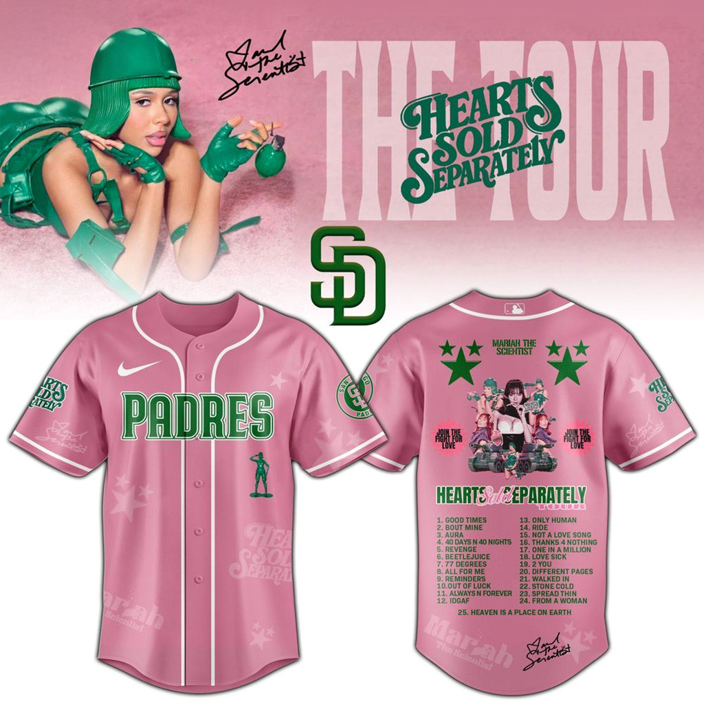San Diego Padres x Mariah The Scientist Hearts Sold Separately Tour Jersey Padres Merch-1