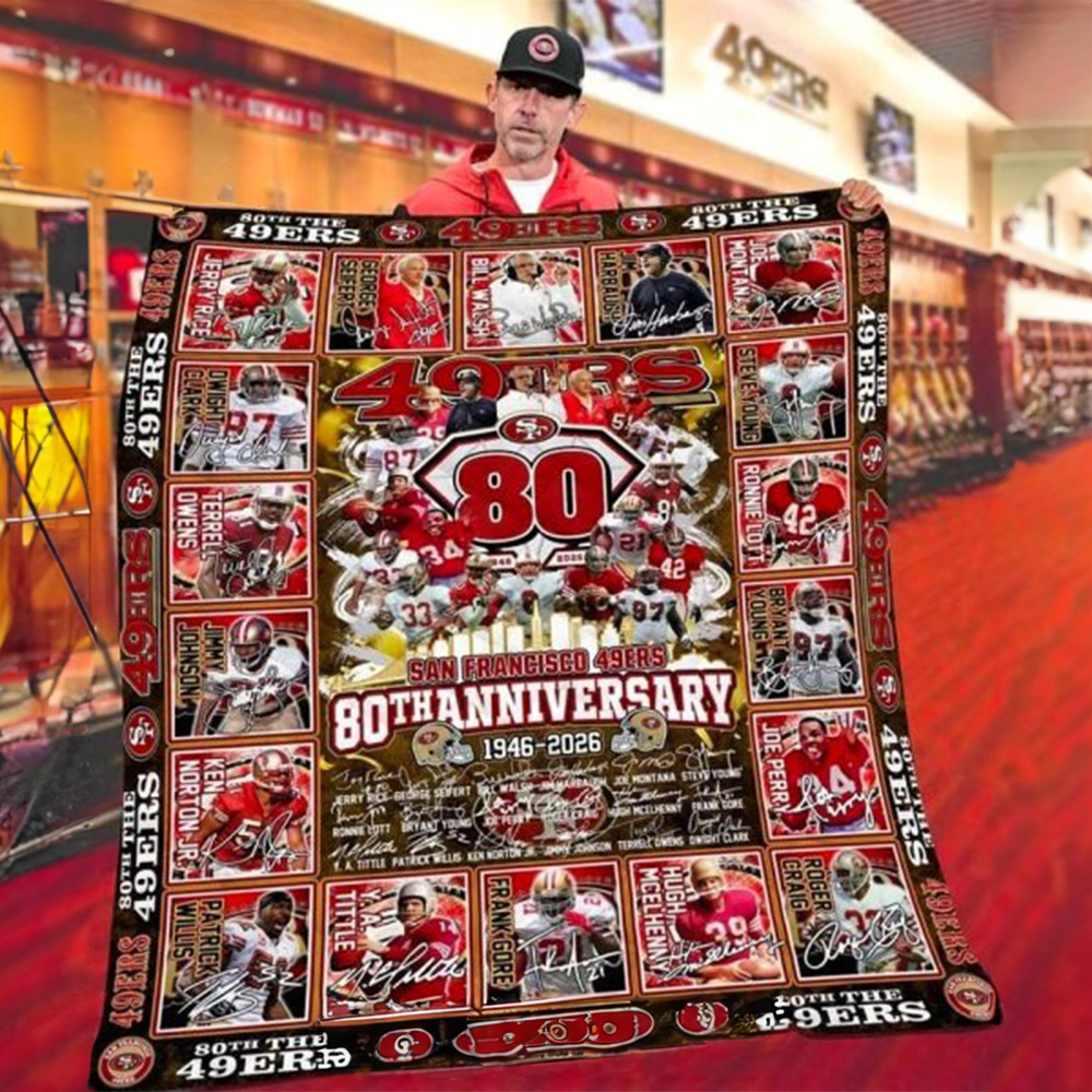 San Francisco 49ers 80th Anniversary 1946 2026 Blanket Football Lovers Blanket 49ers Fans Gifts-1
