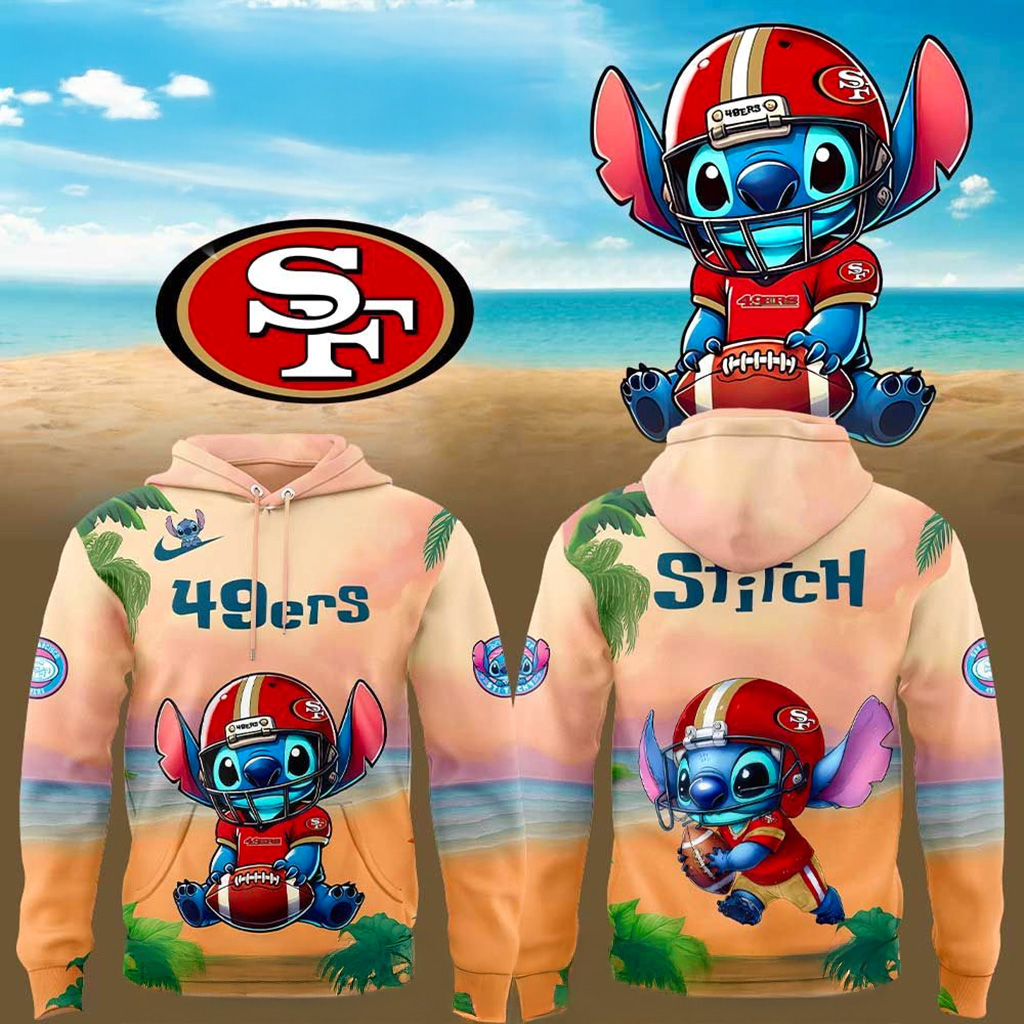 San Francisco 49ers x Stitch Hoodie 49ers Merch Football Related Gifts For Him-1