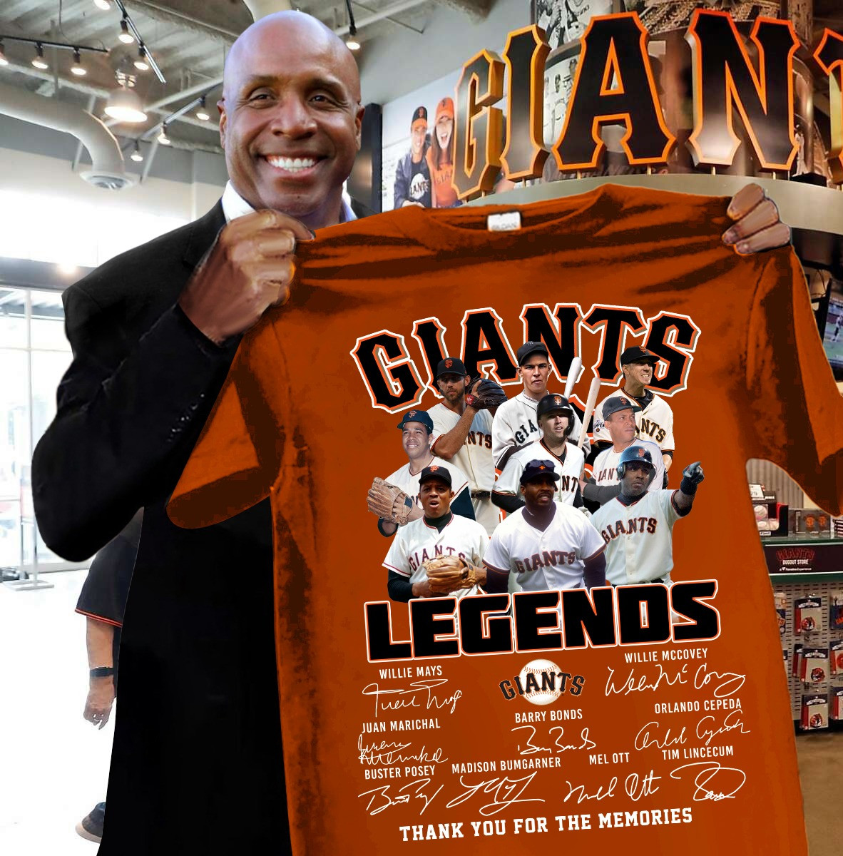 San Francisco Giants Legends Shirt Signature Thank You For The Memories Fan Gifts-1