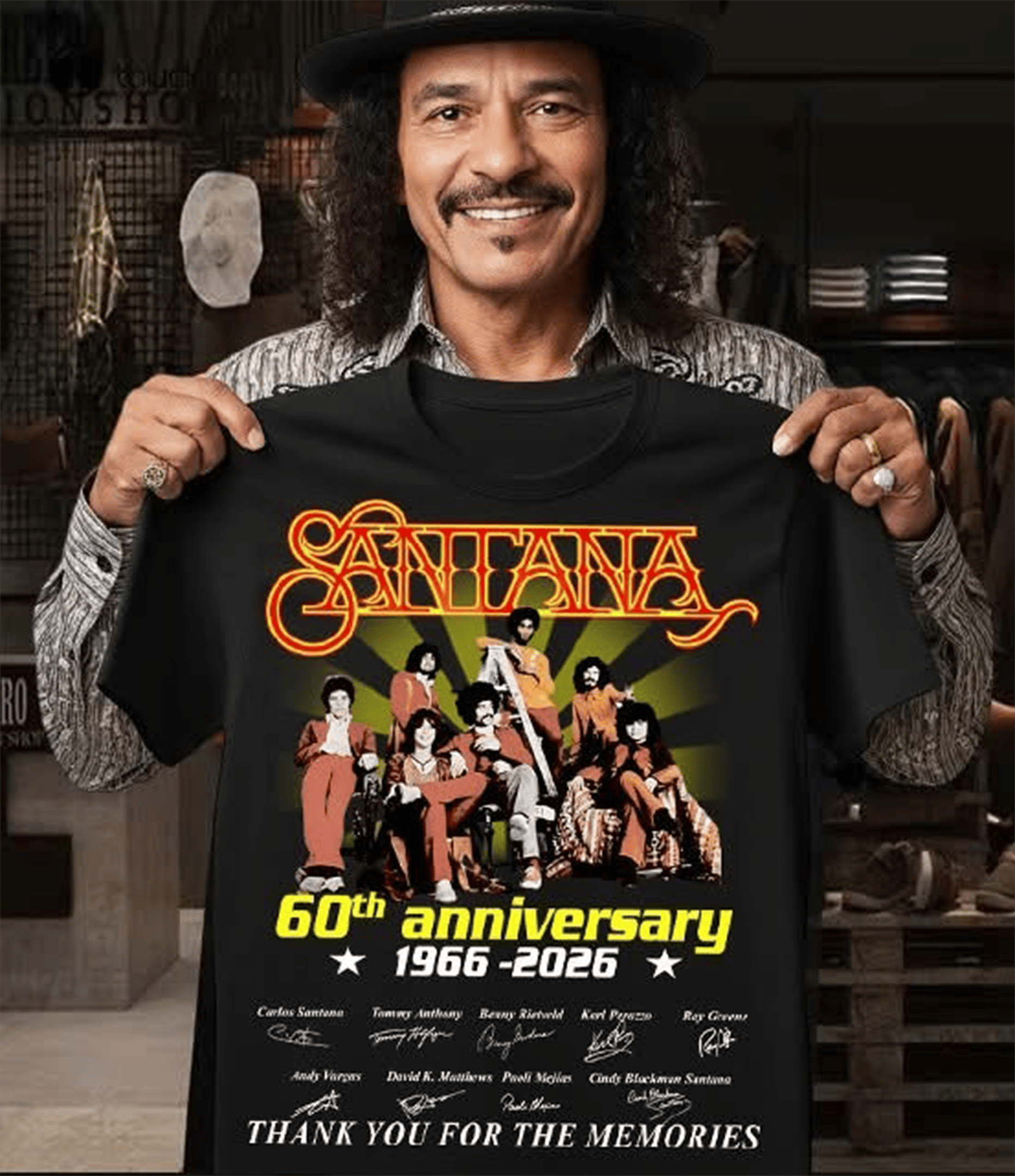 Santana 60Th Anniversary 1966 2026 T-Shirt Thank You For The Memories Tee Santana Fans Gifts-1