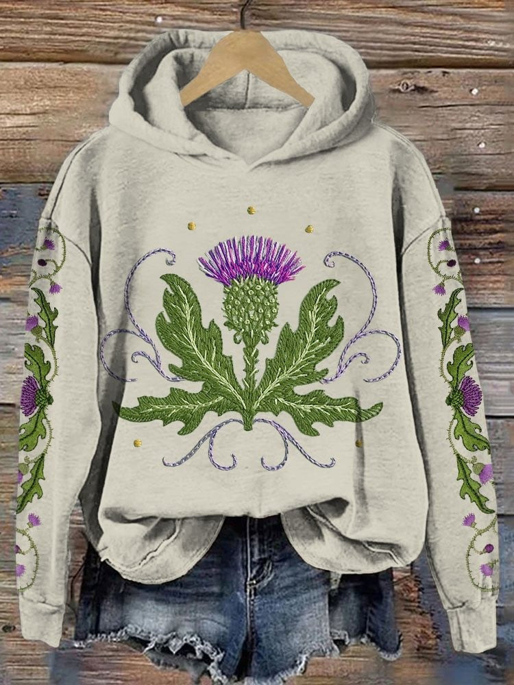 Scottish Thistle Flower Of Scotland Hoodie Mother's Day Gifts For Wife Christmas Gift for Him-1
