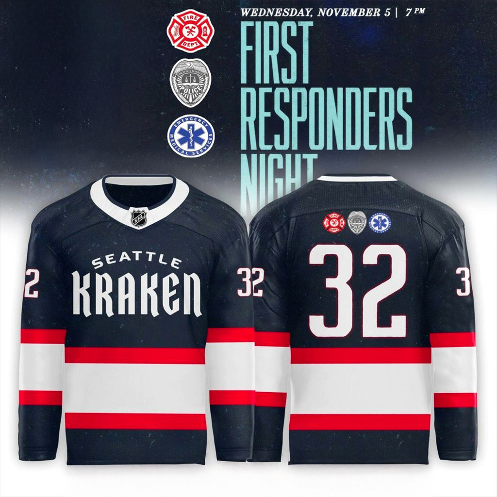 Seattle Kraken x First Responders Appreciation Night Jersey 2025 Fan Merch Husband Gifts-1
