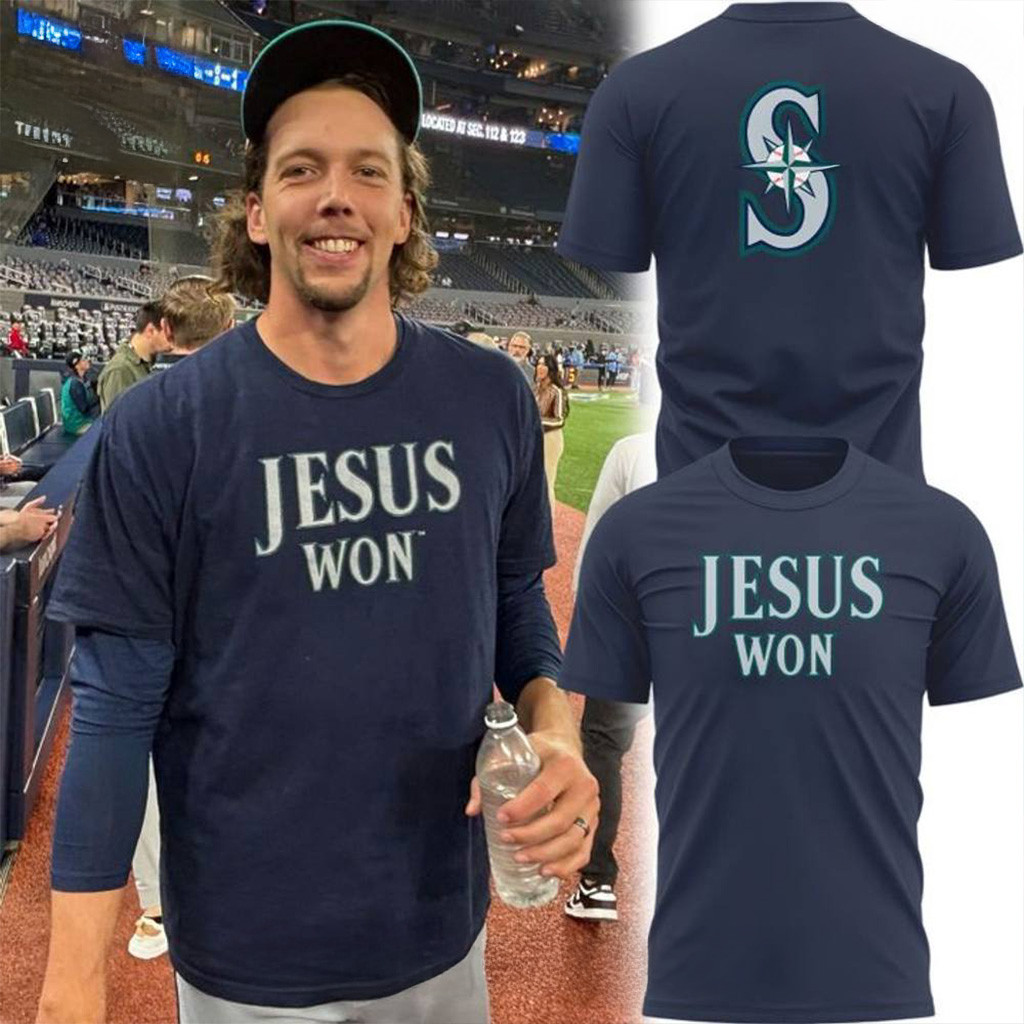 Seattle Mariners Jesus Won T-Shirt Mariners Merch Cool Gifts For Baseball Lovers-1