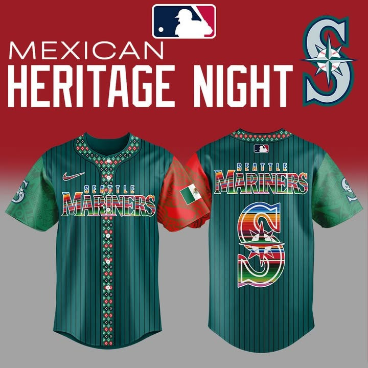Seattle Mariners Mexican Heritage Night Jersey Baseball Mexican Gifts For Him Father's Day-1