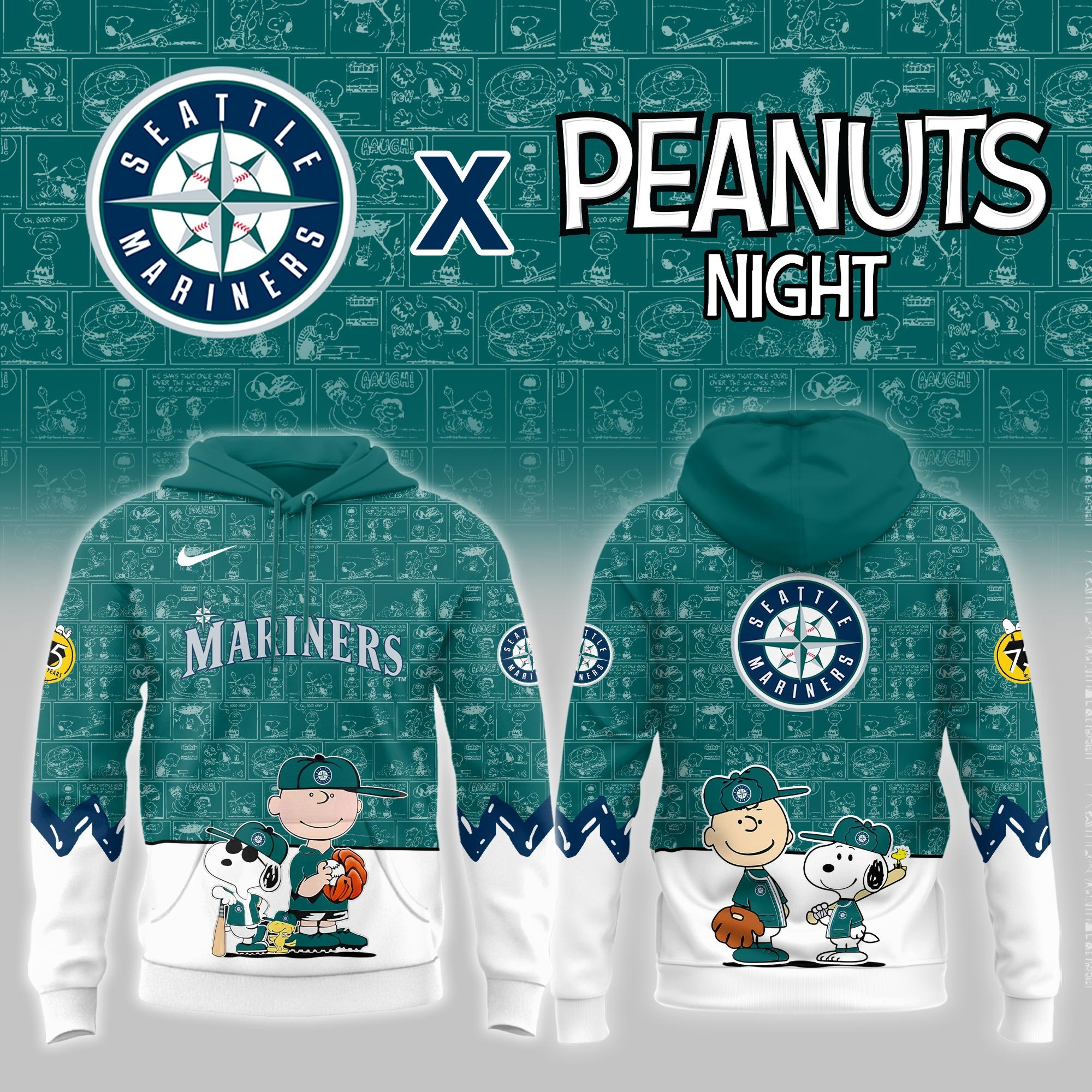 Seattle Mariners Peanuts Night Hoodie Best Gifts For Seattle Mariners Fans Baseball Lovers-1
