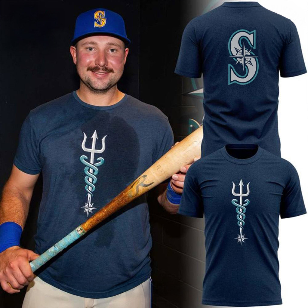 Seattle Mariners Vintage Trident T-Shirt Mariners Merch Dad Christmas Gifts-1