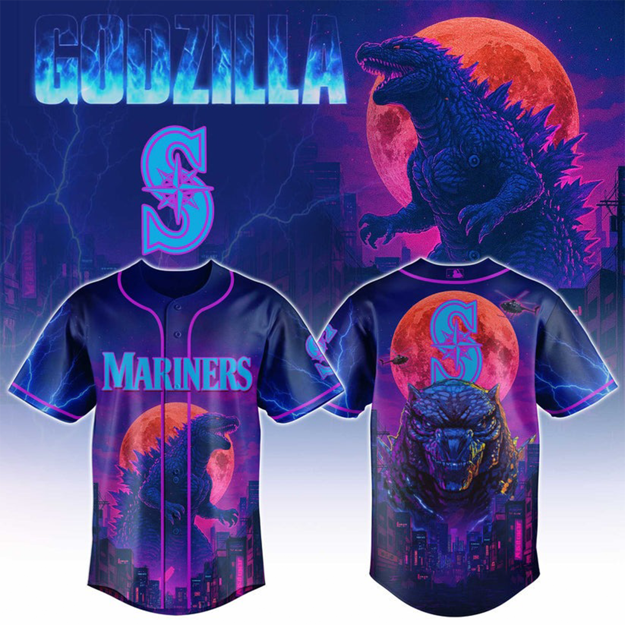 Seattle Mariners X Happy Godzilla Day Jersey SEA Special Godzilla Limited Edition Clothing-1