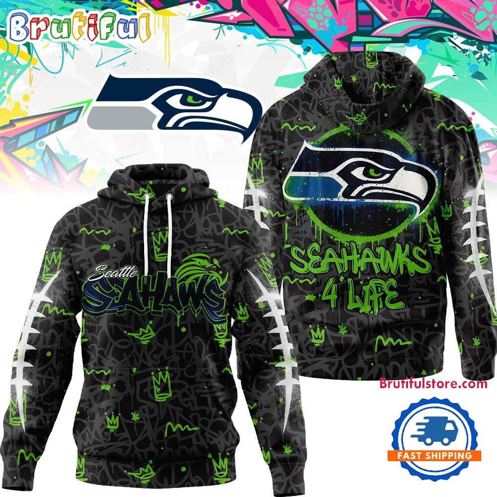 Seattle Seahawks NFL Special Graffiti My Team 4 Life Hoodie Seahawks Merch Xmas Gifts For Him-1 Seattle Seahawks NFL Special Graffiti My Team 4 Life Hoodie Seahawks Merch Xmas Gifts For Him-1