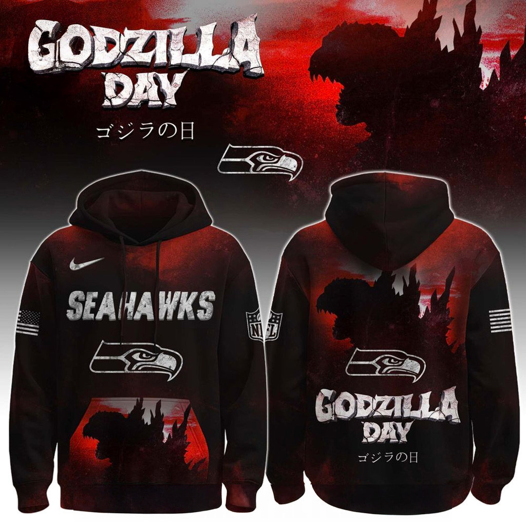 Seattle Seahawks x Happy Godzilla Day Hoodie Seahawks Merch Gifts For Brother In Law-1