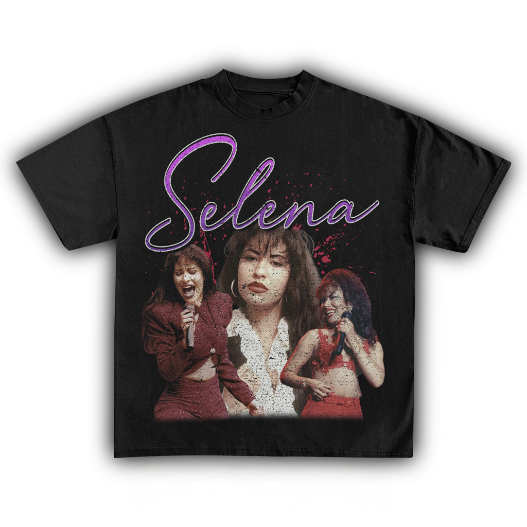 Selena Vintage Black Shirt Selena Merch Gifts For Music Enthusiasts-1