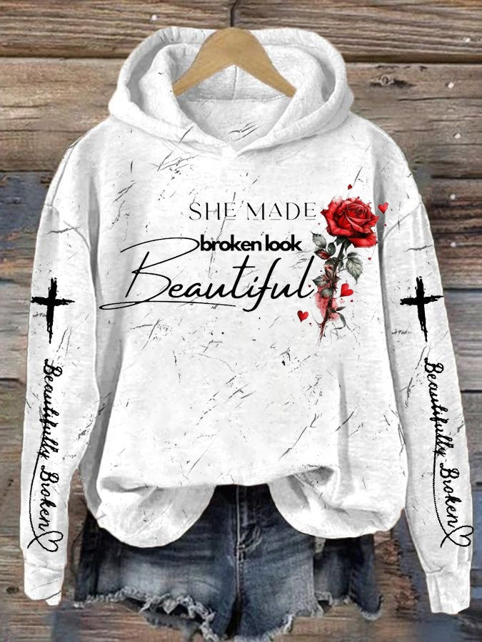 She Made Broken Look Beautiful Rose Hoodie Jelly Roll's Beautifully Broken Hoodie Fan Christmas Gift for Him-1