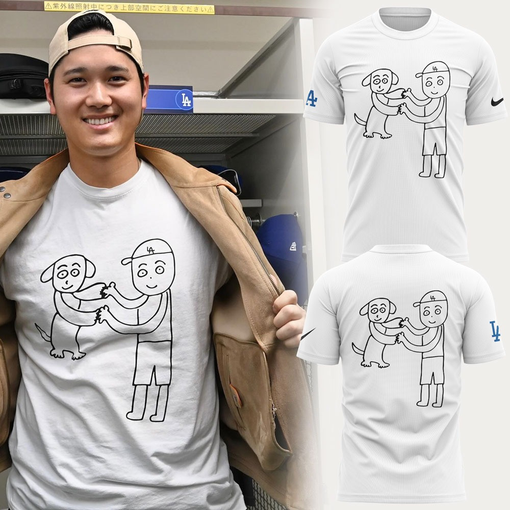 Shohei Ohtani And Decopin Drawn By Kenta Maeda T-Shirt Best Gifts For Dodgers Fans-1