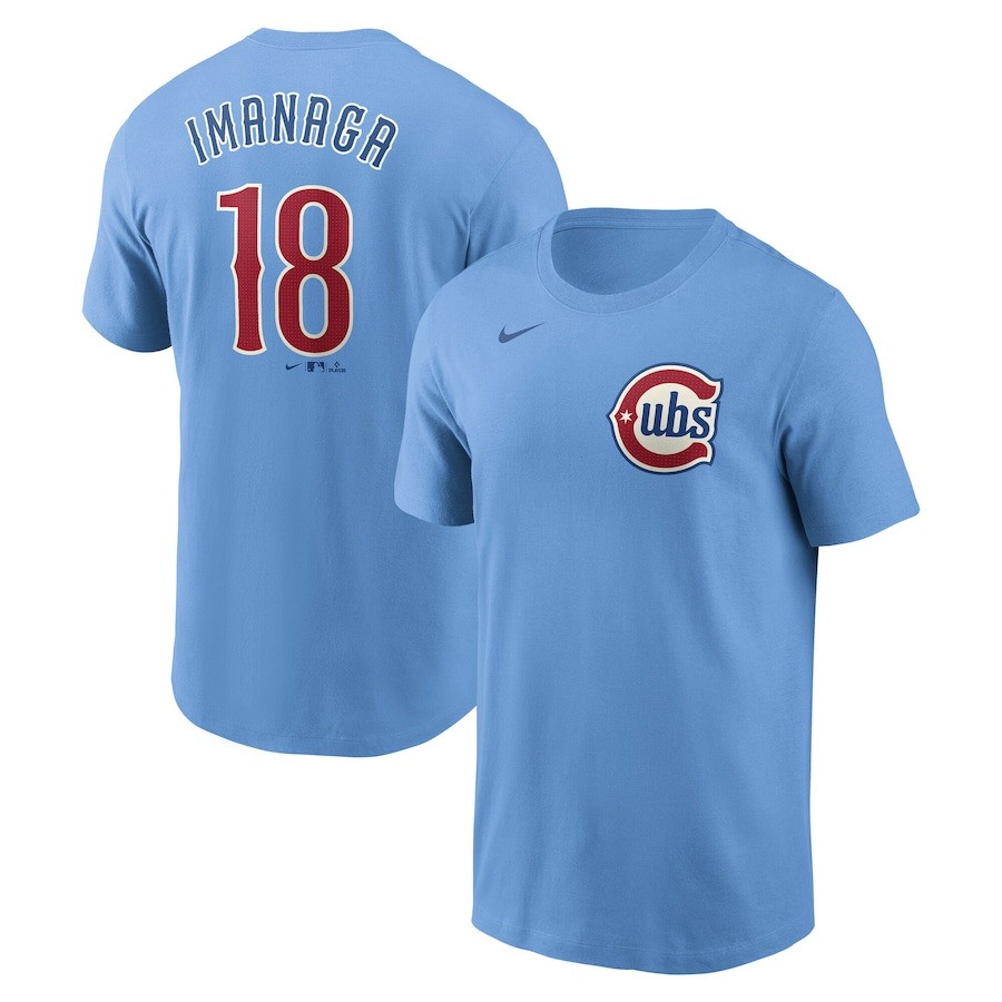 Shota Imanaga Chicago Cubs City Connect T-Shirt Light Blue Fuse Name And Number T-Shirt-1