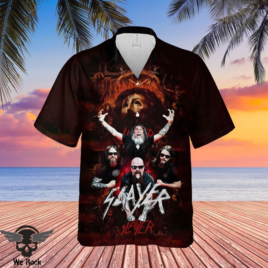 Slayer Hawaiian Shirt Jesus Aloha Shirt Slayer Band Concert Fan Merch-1