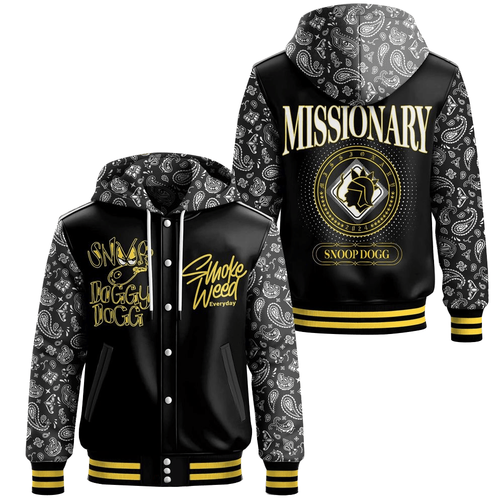 Snoop Dogg Smoke Weed Hooded Varsity Jacket Snoop Dogg Merch Best Father's Day Special Gifts-1