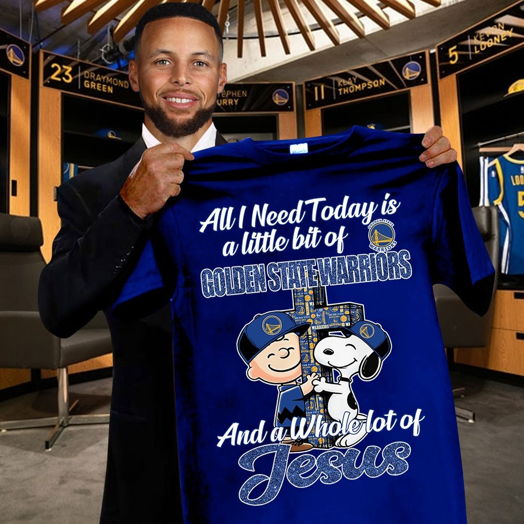 Snoopy All I Need Today Is A Little Bit Golden State Warriors Shirt And Whole Lot Of Jesus-1
