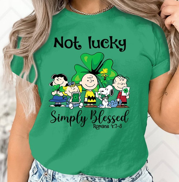Snoopy Not Lucky Simply Blessed St Patrick's Day Shirt Shamrock Cute Patrick's Day Gifts-1
