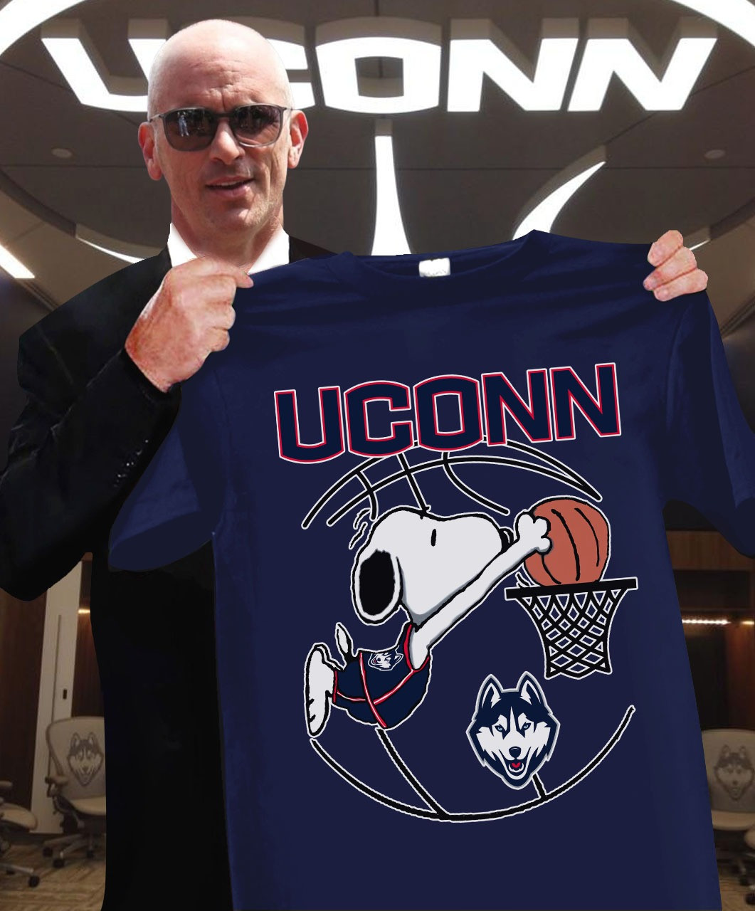 Snoopy UConn Huskies Baseball T-Shirt Cute Gifts For UConn Huskies Fans-1