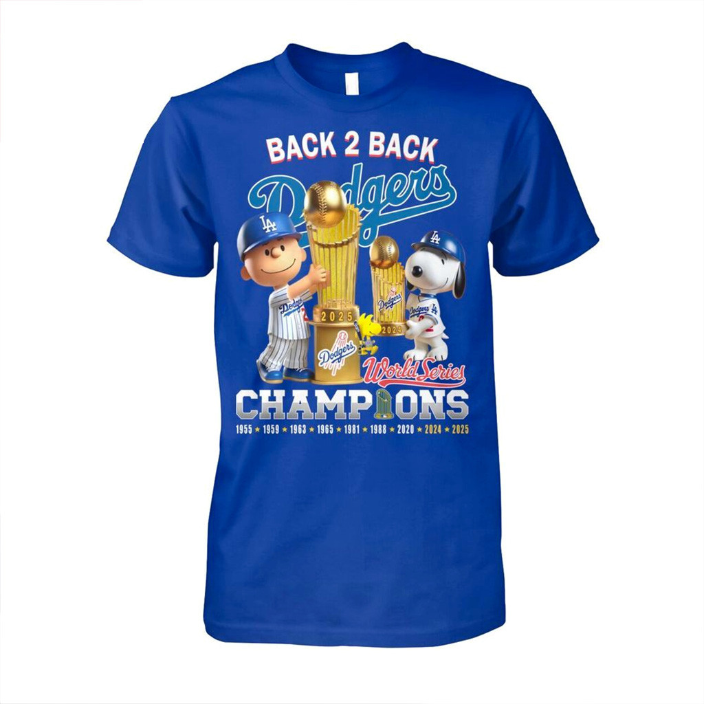 Snoopy x Dodgers 2025 World Series Champions T-Shirt LA Dodgers Back To Back Champions Shirt-1