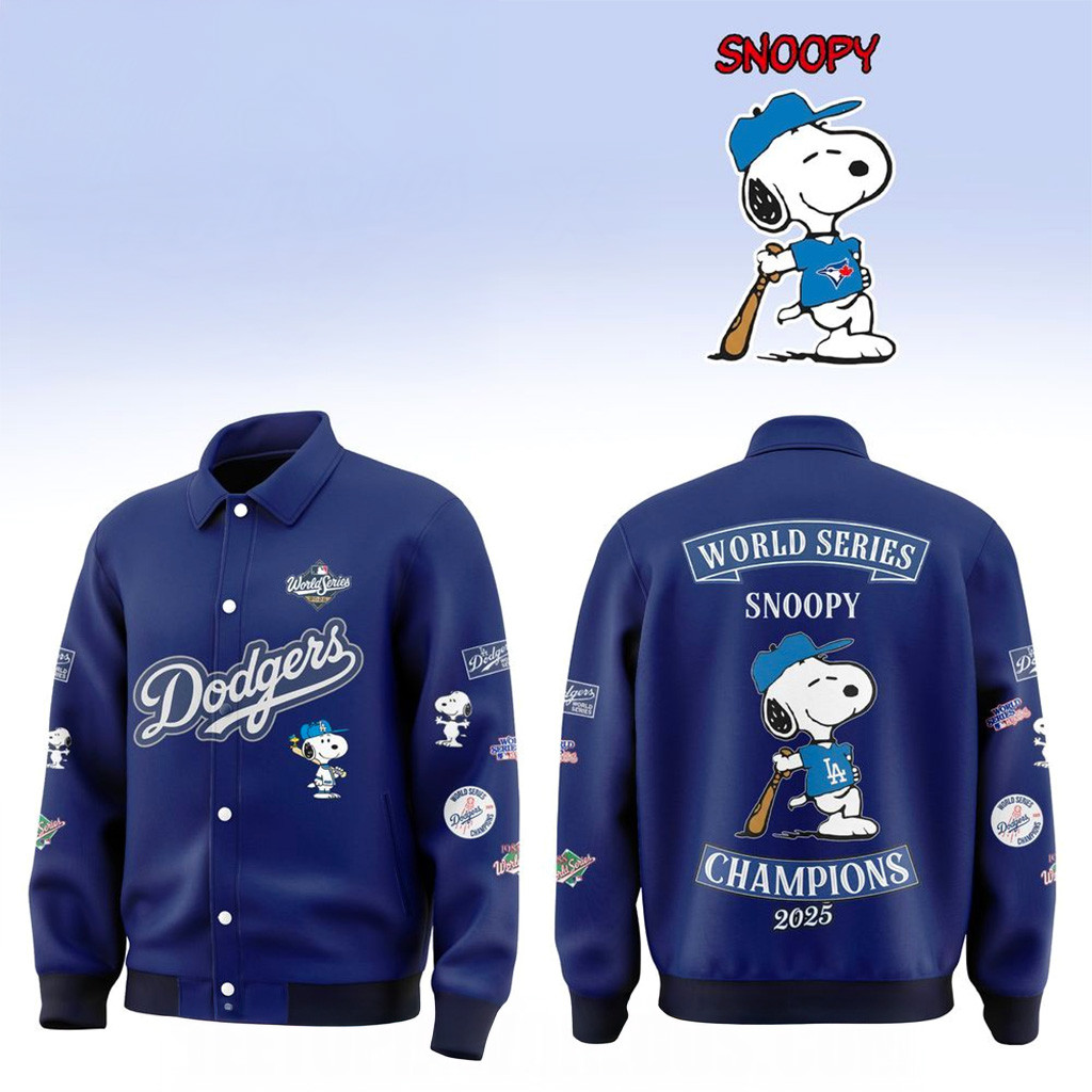 Snoopy x Los Angeles Dodgers 2025 World Series Champions Jacket LA Dodgers Merch Fans Gifts-1