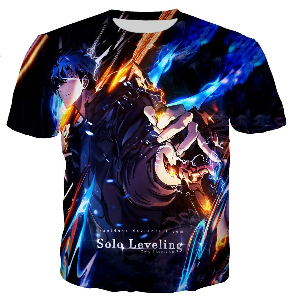 Solo Leveling Shirt 3D Print Sung Jin Woo T-Shirt Gifts For Solo Leveling Manga Fans-1