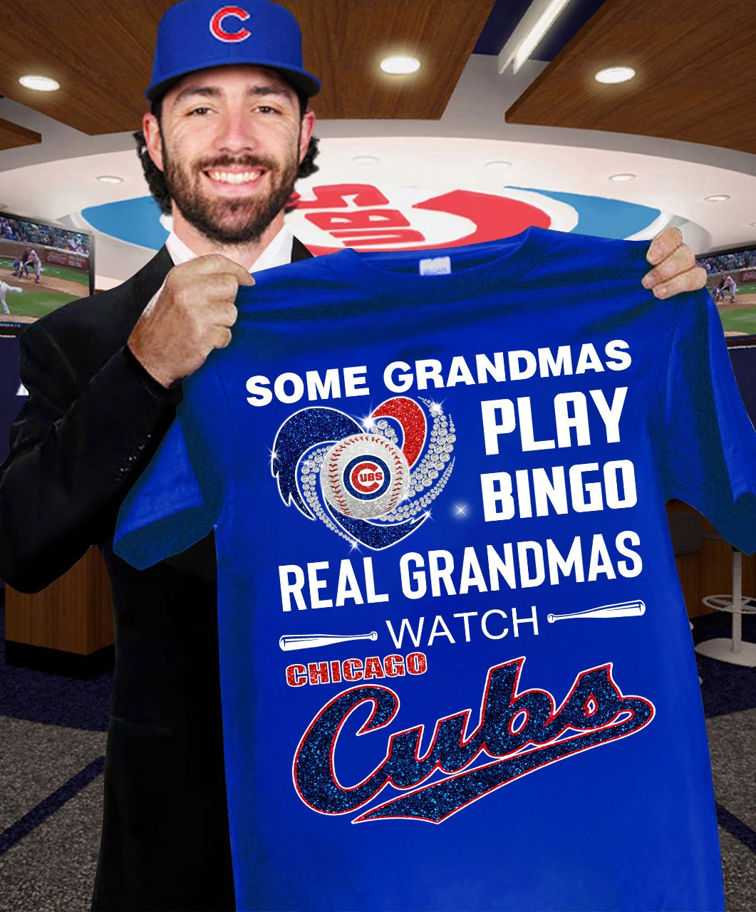 Some Grandmas Play Bingo Real Ones Watch Chicago Cubs T-Shirt For Grandma Baseball Lovers-1