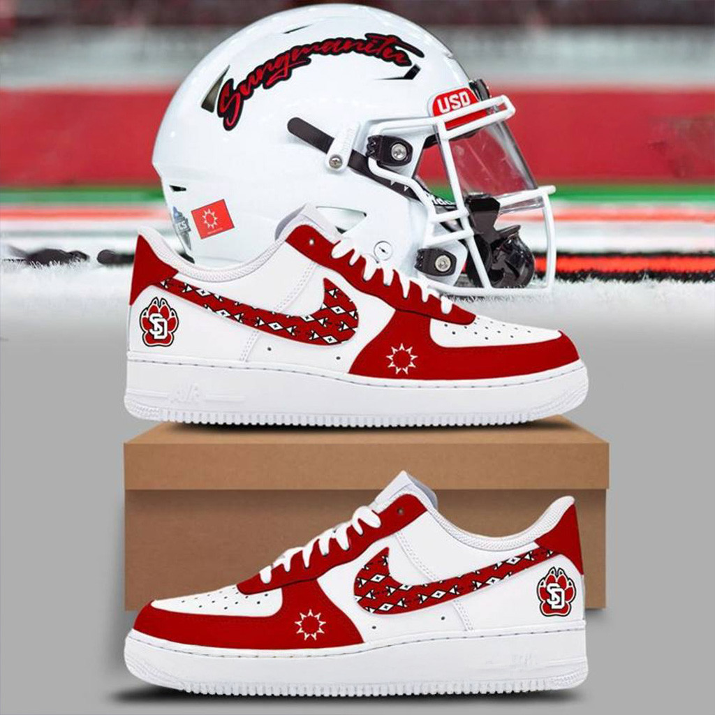 South Dakota Coyotes Native American Heritage Helmet Logo Air Force 1 Sneaker Coyotes Merch-1