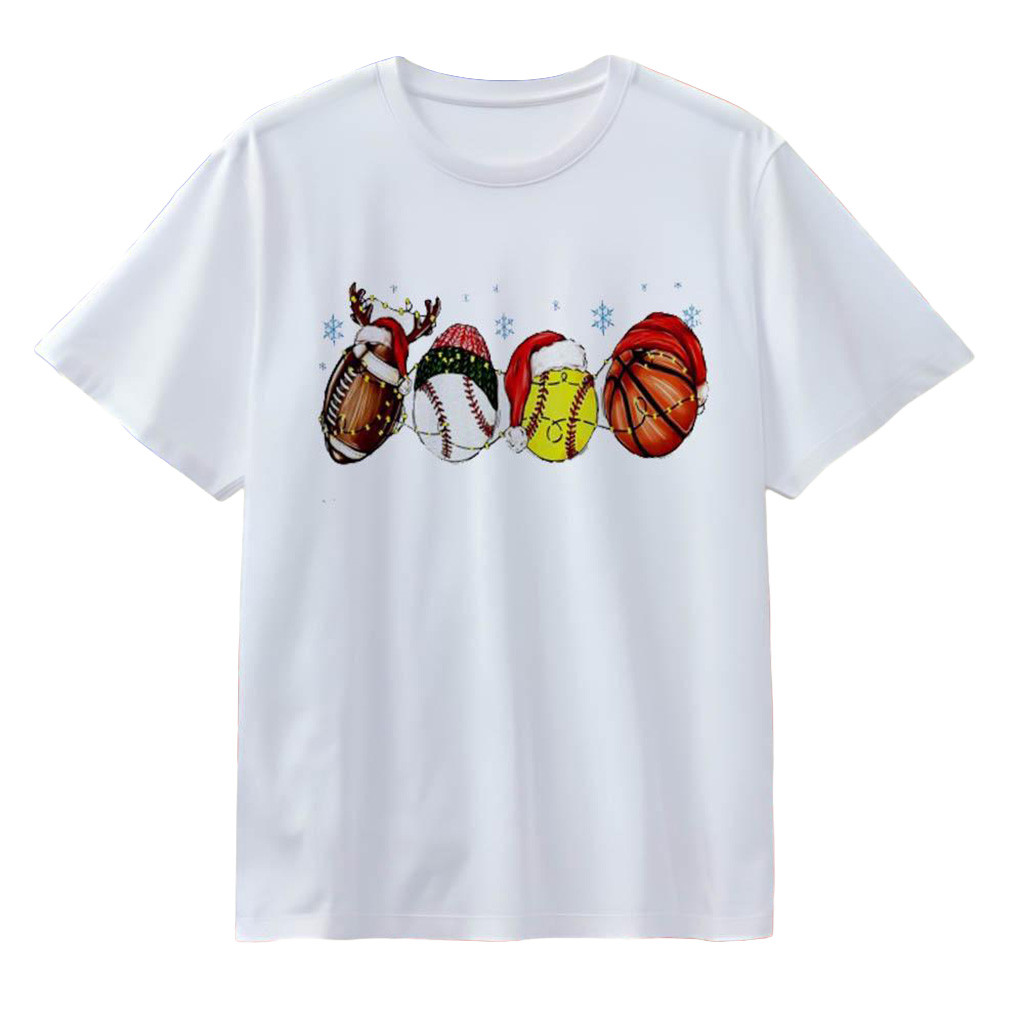 Sport Balls Christmas Lights T Shirt Christmas Presents For Boyfriend-1