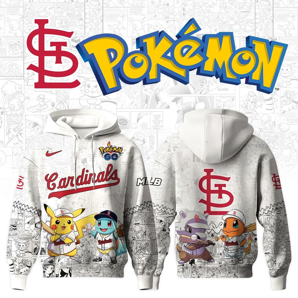 St Louis Cardinals X Pokemon Go Hoodie MLB Merch Gifts For Baseball Lovers Fans For Him Her-1