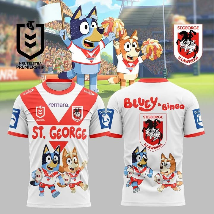 St. George Illawarra Dragons x Bluey And Bingo T-Shirt Cute Gifts For Fans-1