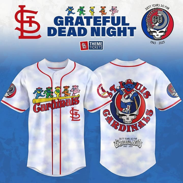 St. Louis Cardinals X Grateful Again Jerseys 2025 Grateful Dead Fan Merch Gifts For Him-1