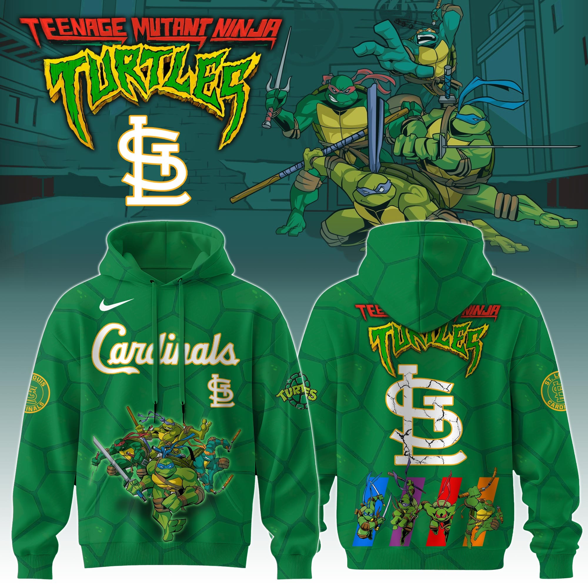 St.Louis Cardinals MLB X Ninja Turtles Hoodie Fan Merch Gifts For Baseball Lovers-1