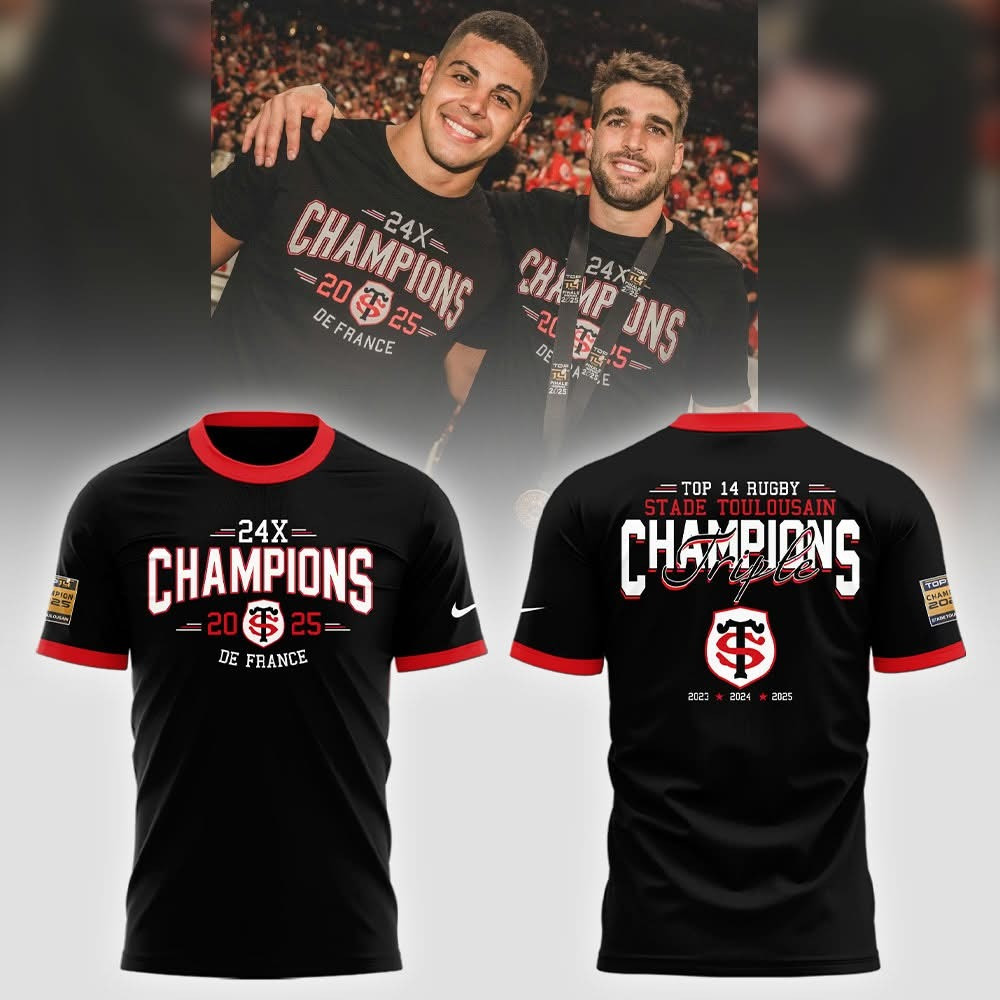 Stade Toulousain 24X Champions 2025 De France T-Shirt Top 14Stade Toulousain Merch-1 Stade Toulousain 24X Champions 2025 De France T-Shirt Top 14Stade Toulousain Merch-1