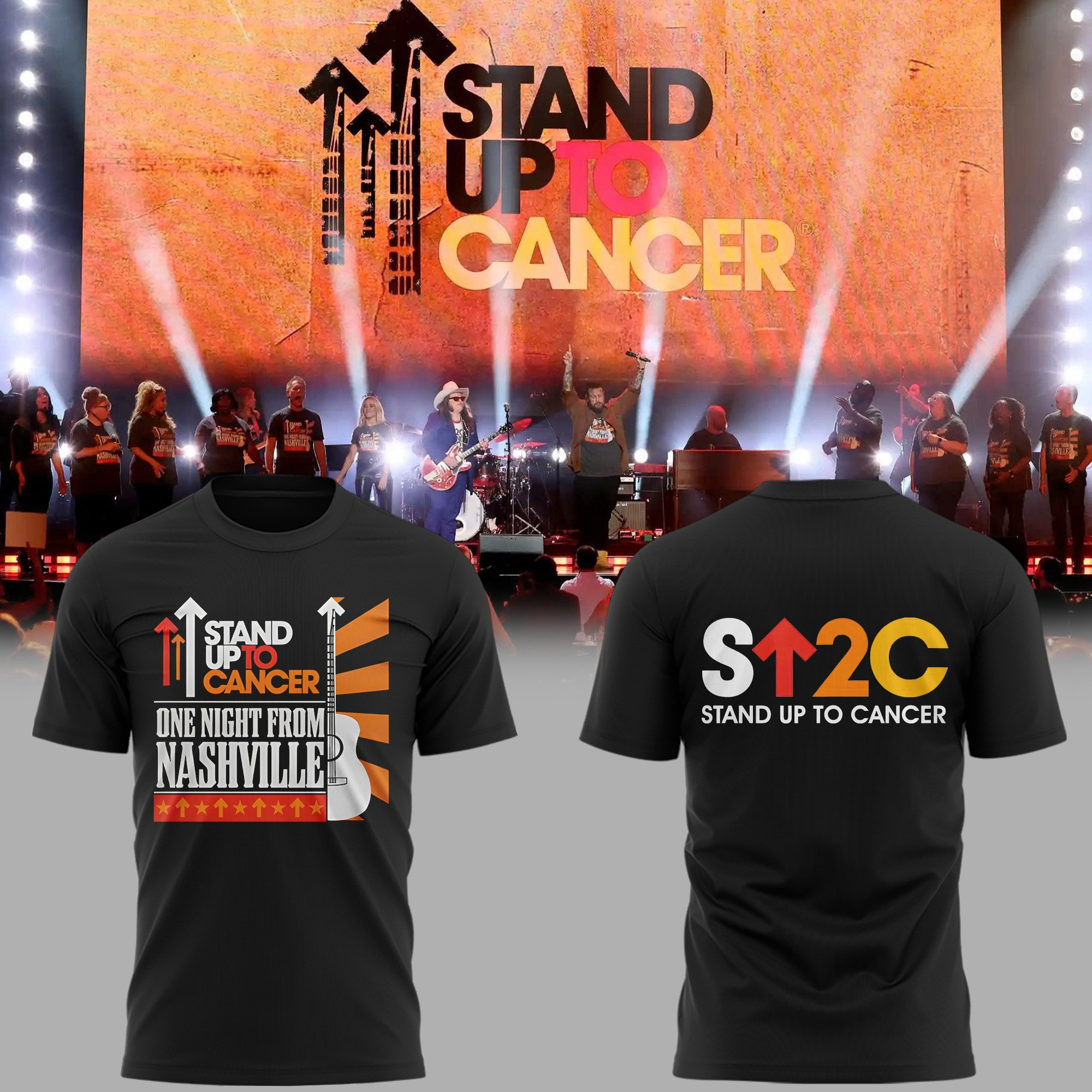 Stand Up To Cancer T-Shirt 2025 One Night From Nashville Fan Concert Merch Clothing-1