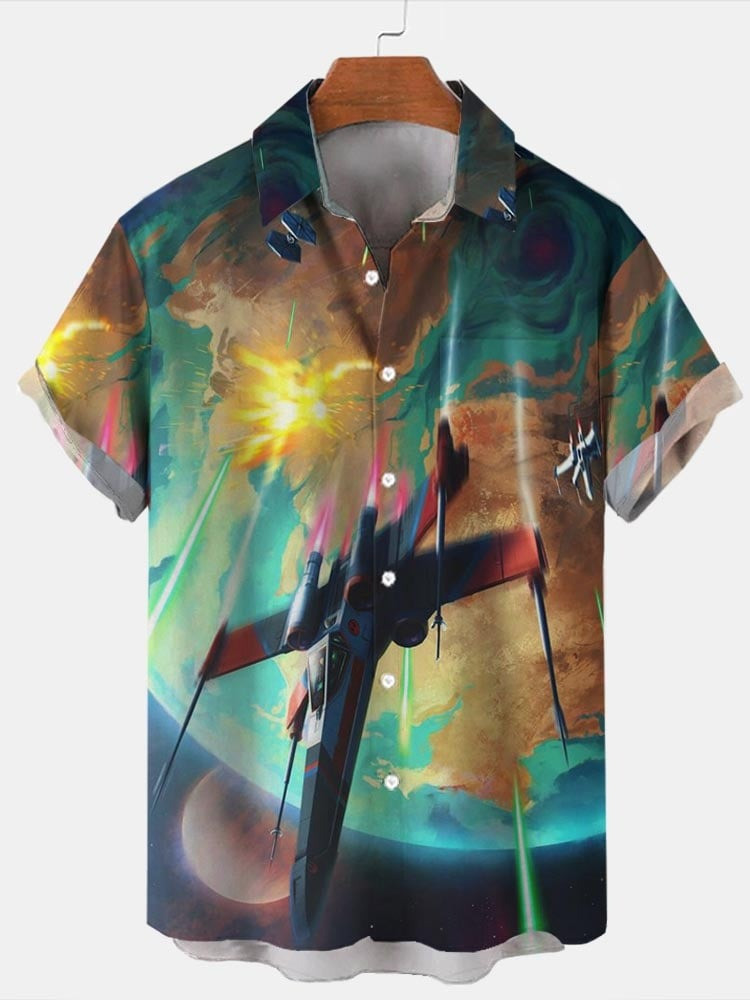 Star Wars Hawaiian Shirt Men's Movie Planet Robot Short Sleeve Button Up Shirt Fan Gifts-1 Star Wars Hawaiian Shirt Men's Movie Planet Robot Short Sleeve Button Up Shirt Fan Gifts-1