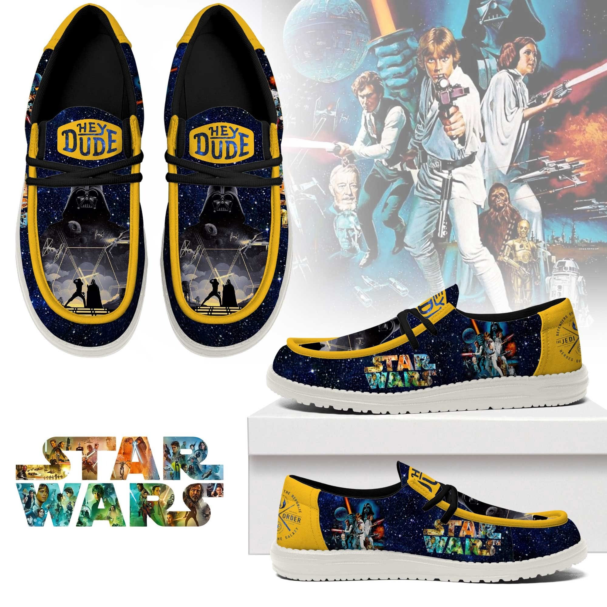 Star Wars Hey Dude Casual Shoes Sneakers Merch Themed Gifts For Fans Father's Day-1