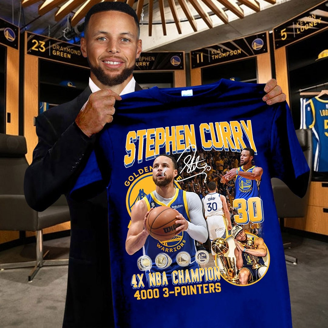 Stephen Curry 4X NBA Champion 4000 3-Pointers T-Shirt Best Gifts For Steph Curry Fans-1