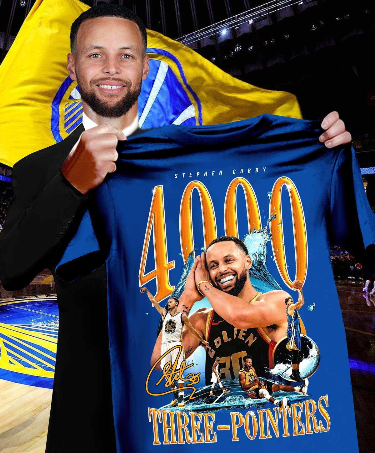 Stephen Curry's Historic 4000 Three-Pointers Shirt Gifts For e Golden State Warriors Fans-1