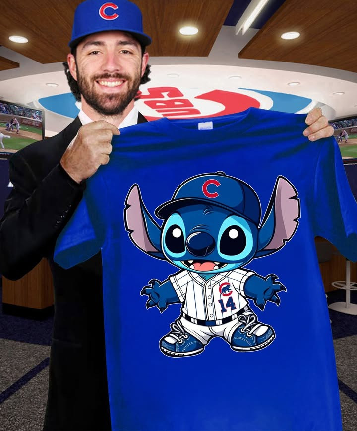 Stitch Chicago Cubs T-Shirt Cute Baseball Cubs Fan Merch Gifts For Stitch Lovers Him Her-1